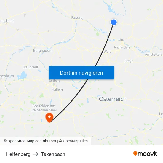 Helfenberg to Taxenbach map