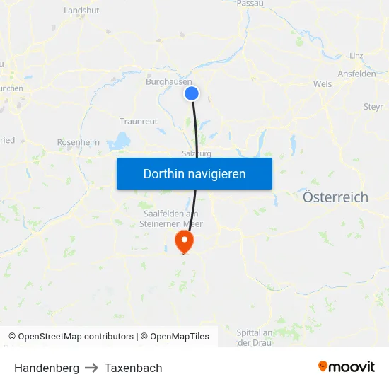 Handenberg to Taxenbach map