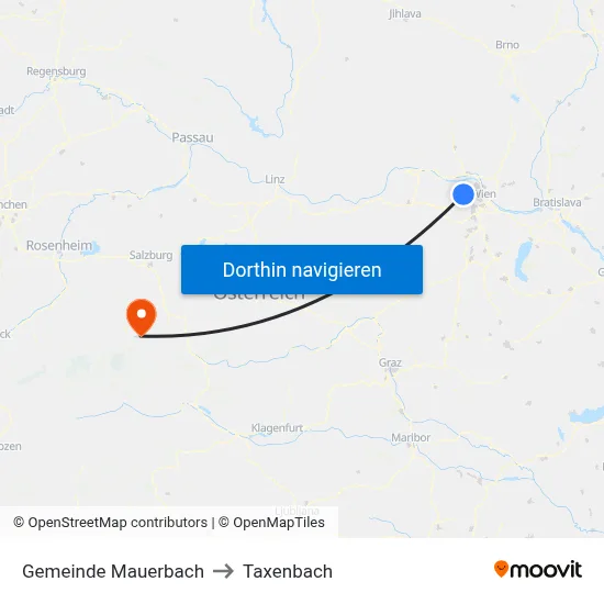 Gemeinde Mauerbach to Taxenbach map