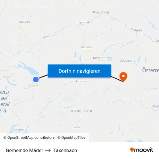 Gemeinde Mäder to Taxenbach map