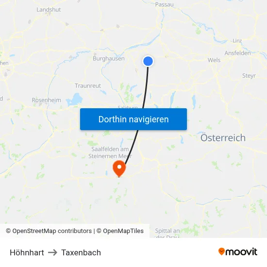 Höhnhart to Taxenbach map