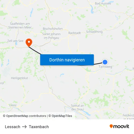 Lessach to Taxenbach map