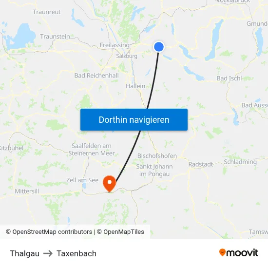 Thalgau to Taxenbach map