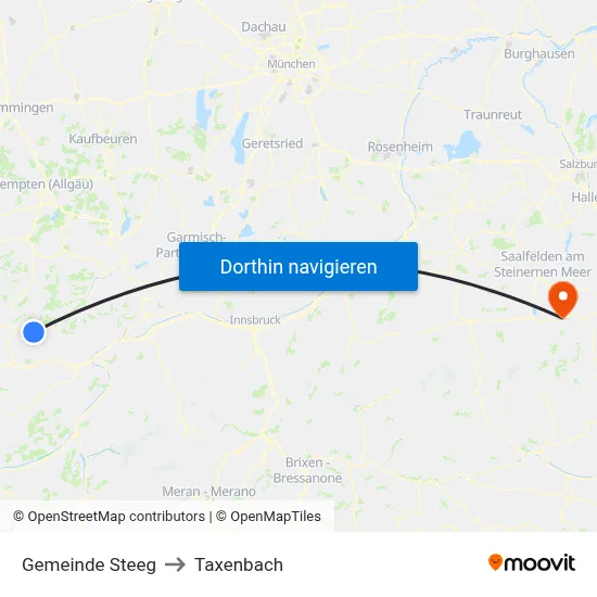Gemeinde Steeg to Taxenbach map