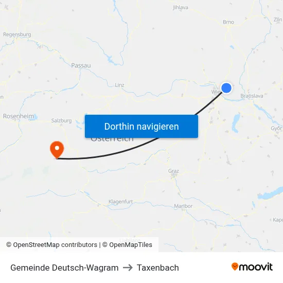 Gemeinde Deutsch-Wagram to Taxenbach map