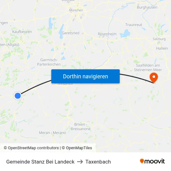 Gemeinde Stanz Bei Landeck to Taxenbach map