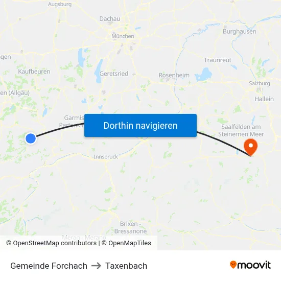 Gemeinde Forchach to Taxenbach map