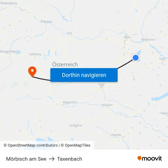 Mörbisch am See to Taxenbach map