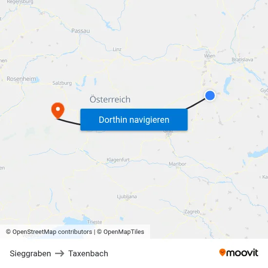 Sieggraben to Taxenbach map