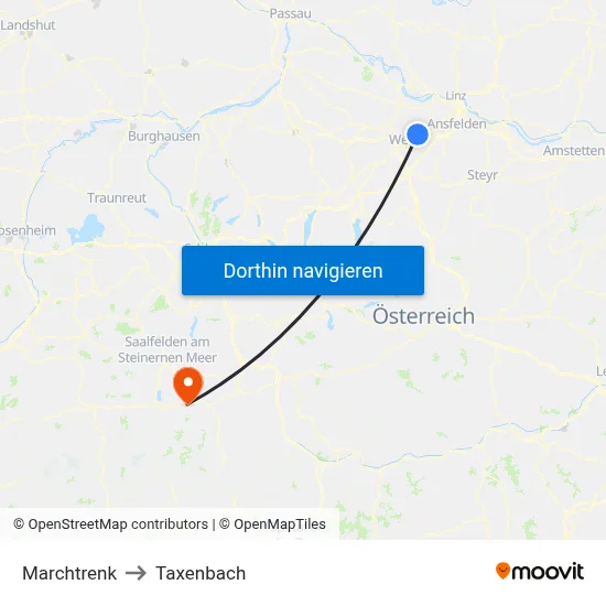 Marchtrenk to Taxenbach map