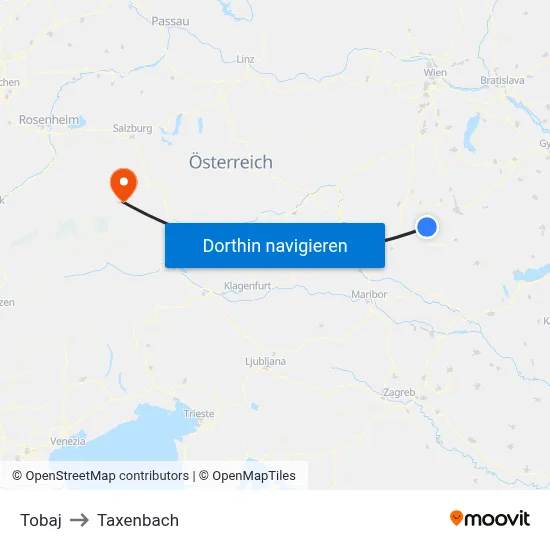 Tobaj to Taxenbach map