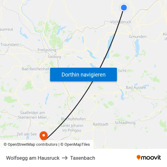 Wolfsegg am Hausruck to Taxenbach map