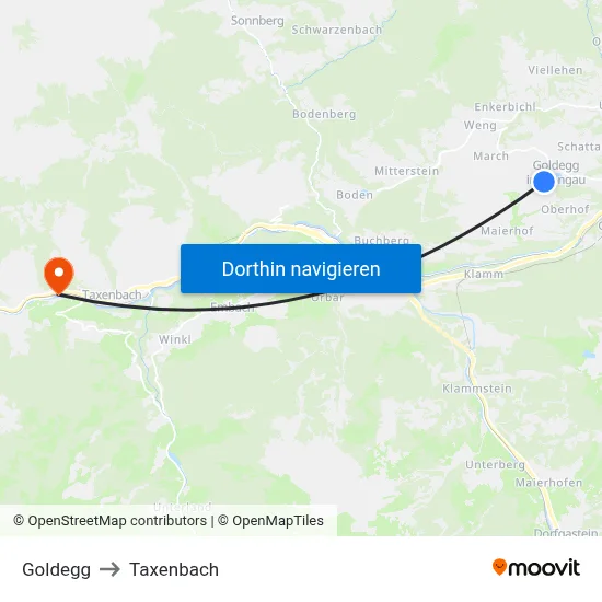 Goldegg to Taxenbach map