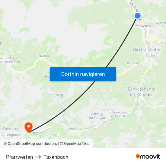 Pfarrwerfen to Taxenbach map