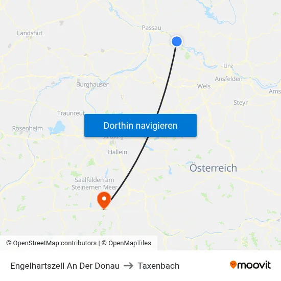 Engelhartszell An Der Donau to Taxenbach map