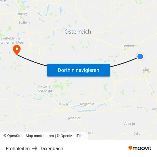 Frohnleiten to Taxenbach map