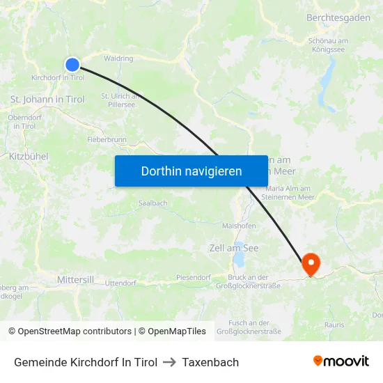 Gemeinde Kirchdorf In Tirol to Taxenbach map