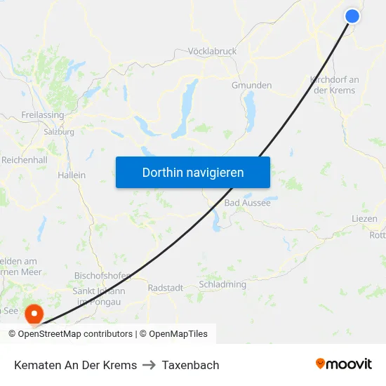 Kematen An Der Krems to Taxenbach map