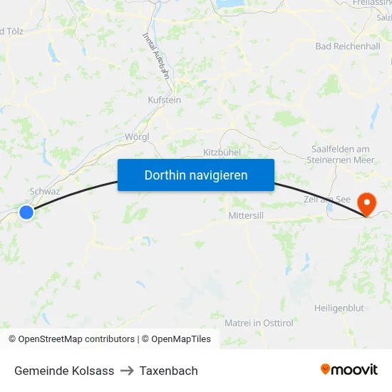 Gemeinde Kolsass to Taxenbach map