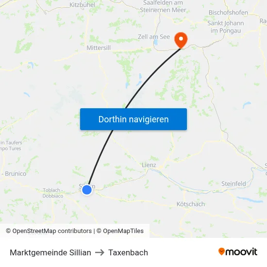 Marktgemeinde Sillian to Taxenbach map