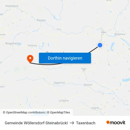 Gemeinde Wöllersdorf-Steinabrückl to Taxenbach map