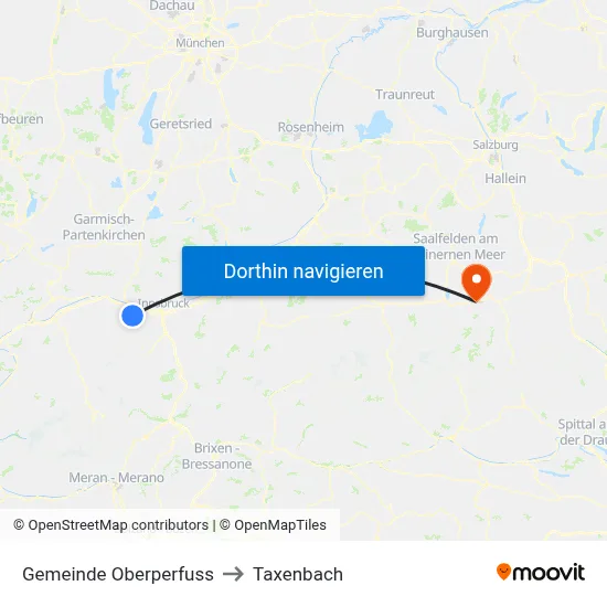 Gemeinde Oberperfuss to Taxenbach map