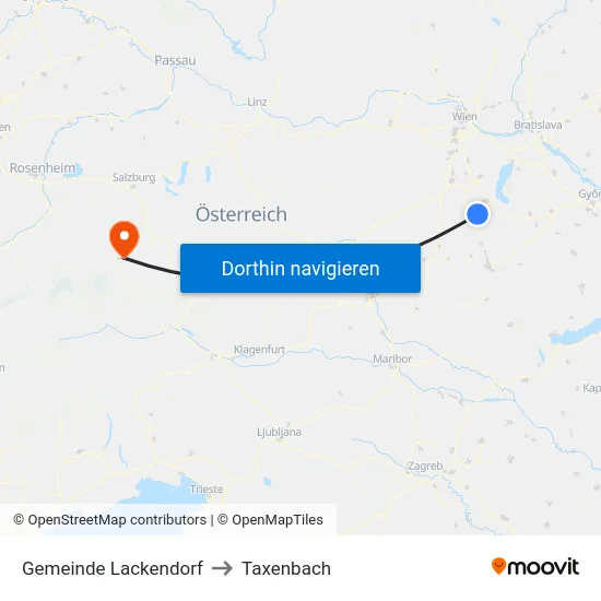 Gemeinde Lackendorf to Taxenbach map