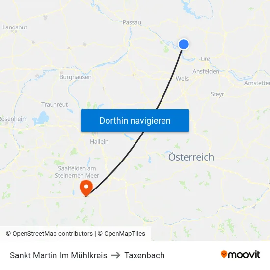 Sankt Martin Im Mühlkreis to Taxenbach map