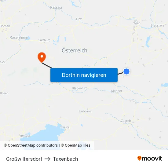 Großwilfersdorf to Taxenbach map