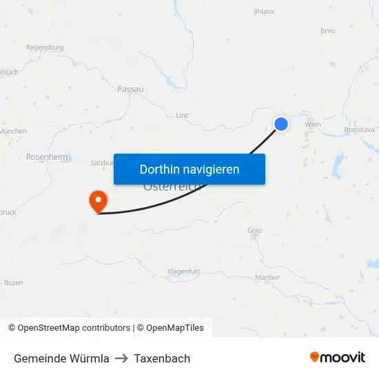 Gemeinde Würmla to Taxenbach map