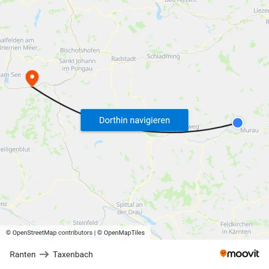 Ranten to Taxenbach map