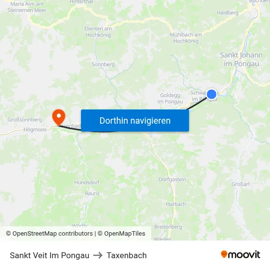 Sankt Veit Im Pongau to Taxenbach map