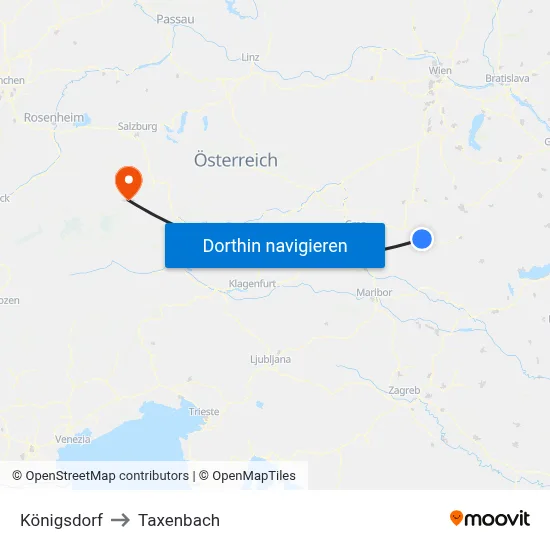 Königsdorf to Taxenbach map