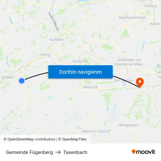 Gemeinde Fügenberg to Taxenbach map