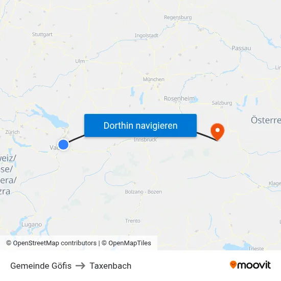 Gemeinde Göfis to Taxenbach map