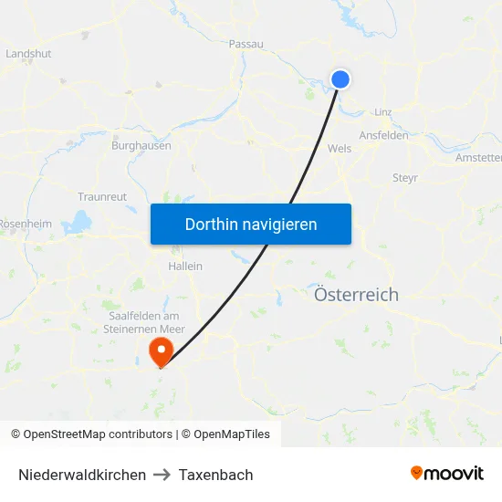 Niederwaldkirchen to Taxenbach map
