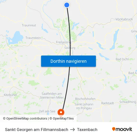 Sankt Georgen am Fillmannsbach to Taxenbach map