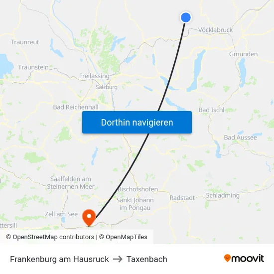Frankenburg am Hausruck to Taxenbach map