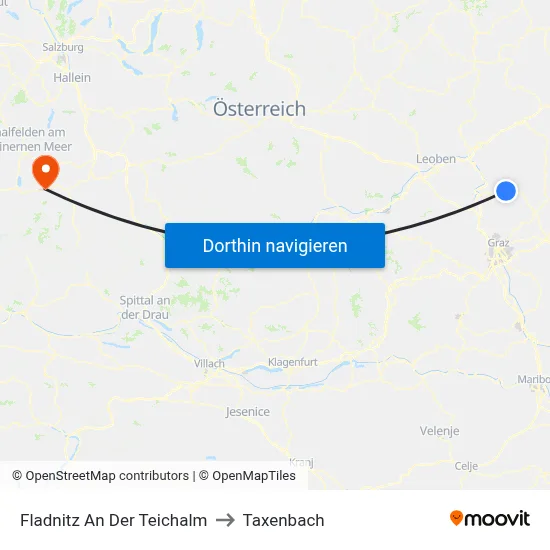 Fladnitz An Der Teichalm to Taxenbach map