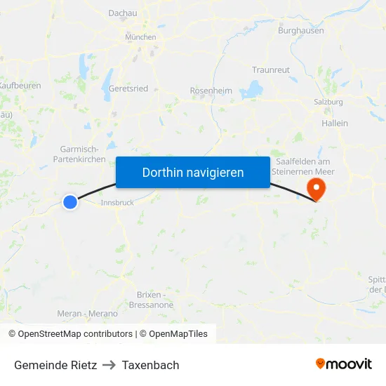 Gemeinde Rietz to Taxenbach map