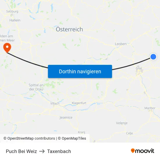 Puch Bei Weiz to Taxenbach map