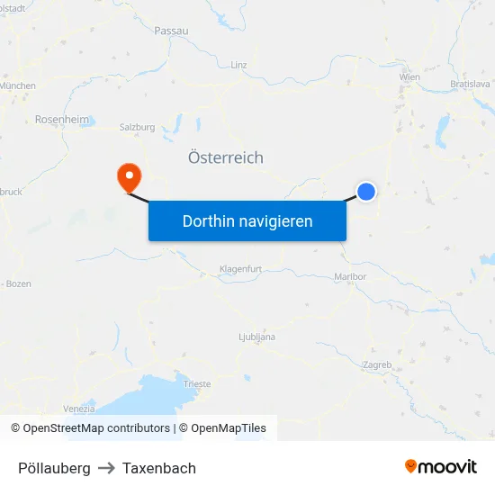 Pöllauberg to Taxenbach map