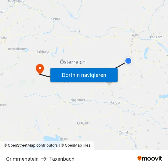 Grimmenstein to Taxenbach map