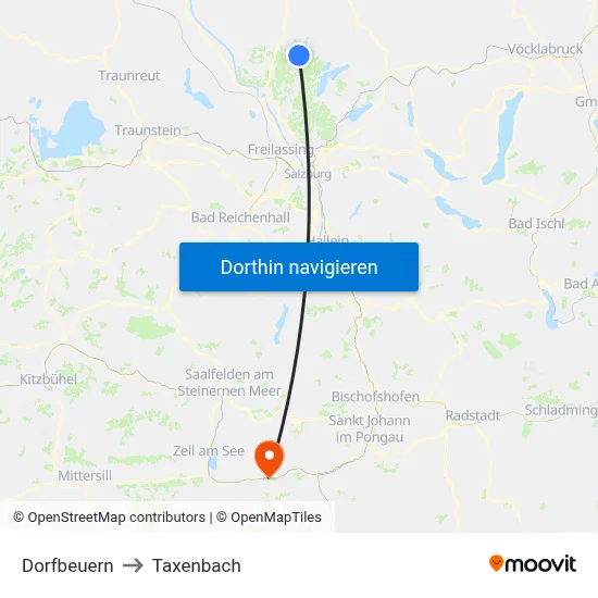 Dorfbeuern to Taxenbach map