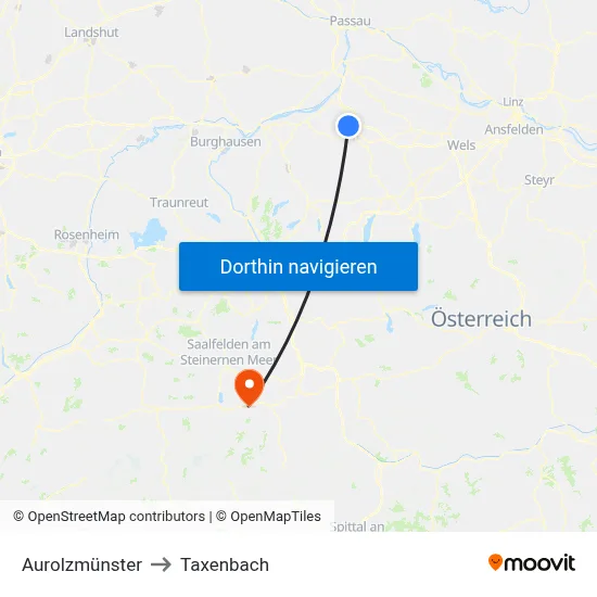 Aurolzmünster to Taxenbach map