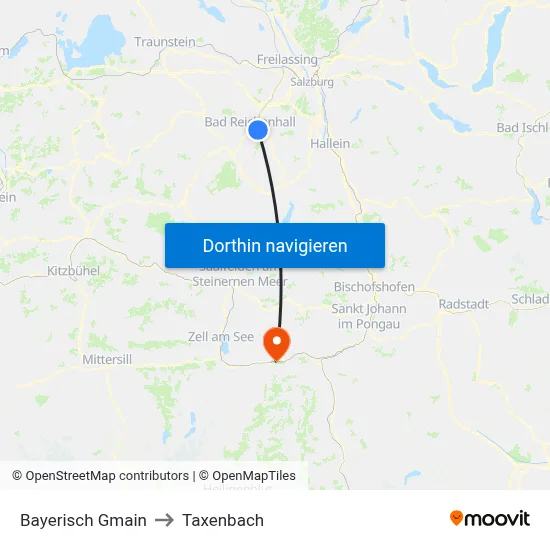 Bayerisch Gmain to Taxenbach map