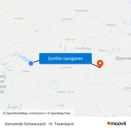 Gemeinde Schwarzach to Taxenbach map