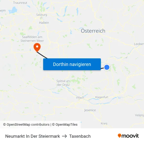 Neumarkt In Der Steiermark to Taxenbach map