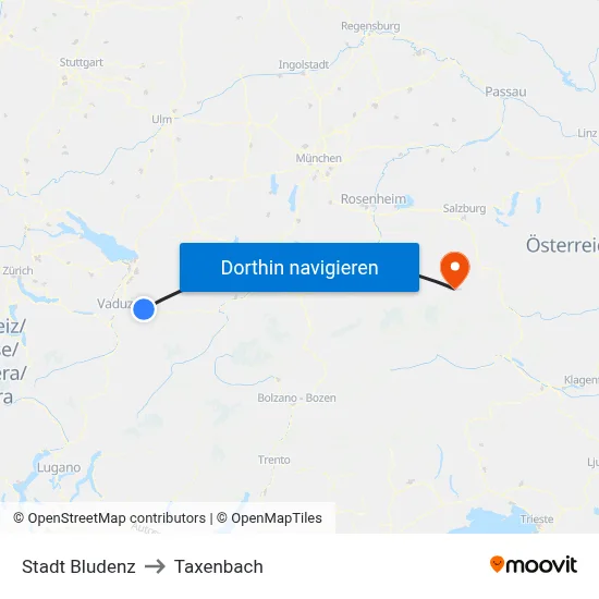 Stadt Bludenz to Taxenbach map