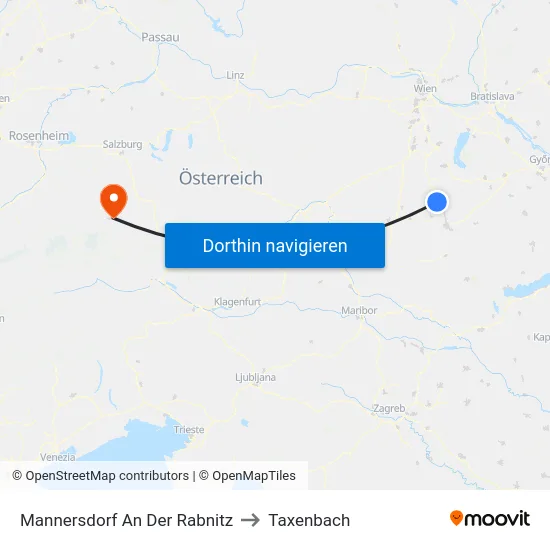 Mannersdorf An Der Rabnitz to Taxenbach map